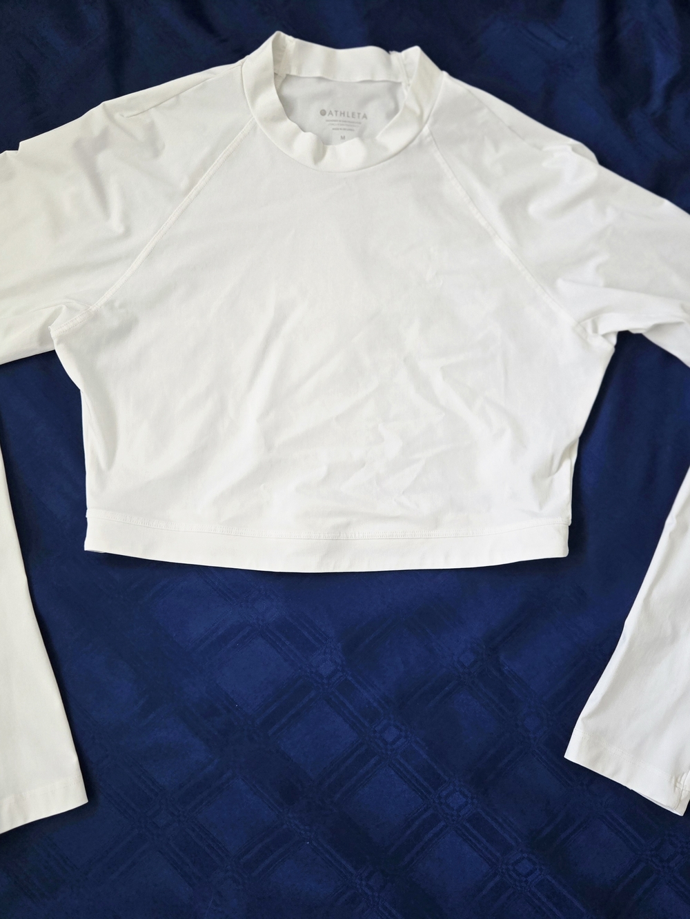 Athleta White Long-Sleeve Cropped Athletic Top